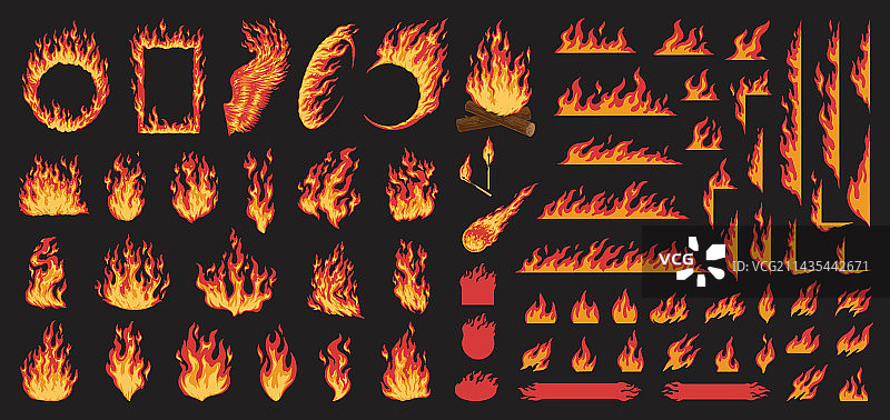 火焰彩色徽章合集图片素材