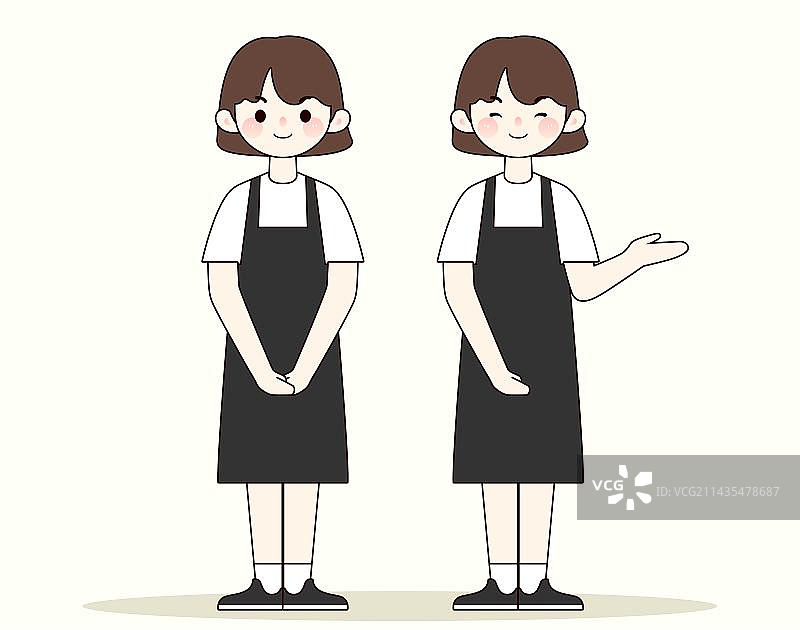 手绘服务员卡通人物图片素材