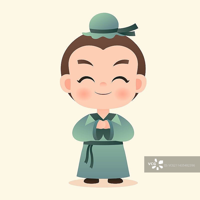 手绘行礼卡通古代人物图片素材