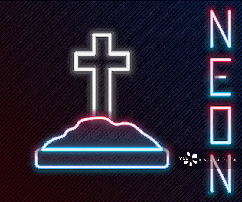 发光霓虹十字架墓碑图标图片素材
