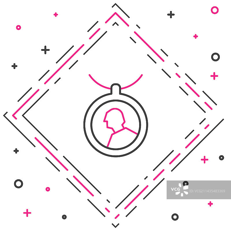 白色背景上的项链锁盒线条图标图片素材