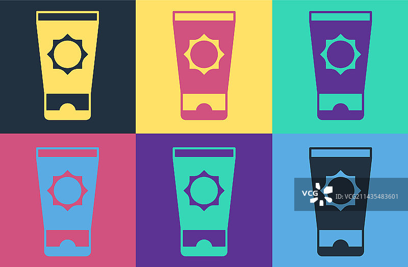 波普艺术管状防晒霜彩色图标图片素材