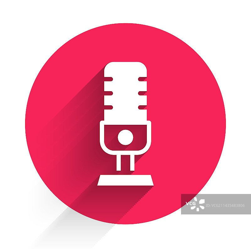 带长阴影的白色麦克风图标图片素材