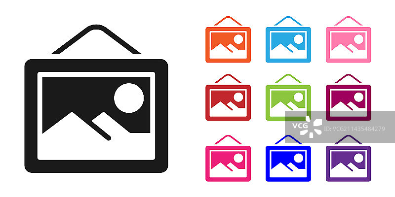 黑色风景图标，白色背景图片素材