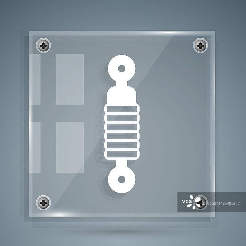 灰色背景上隔离的白色减震器图标图片素材