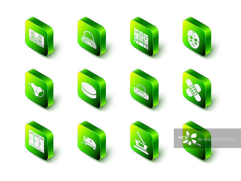 运动包储物柜更衣室曲棍球面具组合图片素材