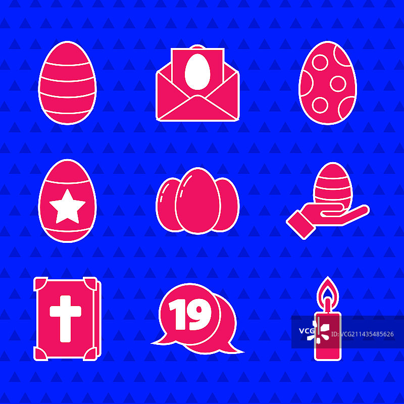 带有复活节快乐文字的气泡复活节彩蛋套装图片素材