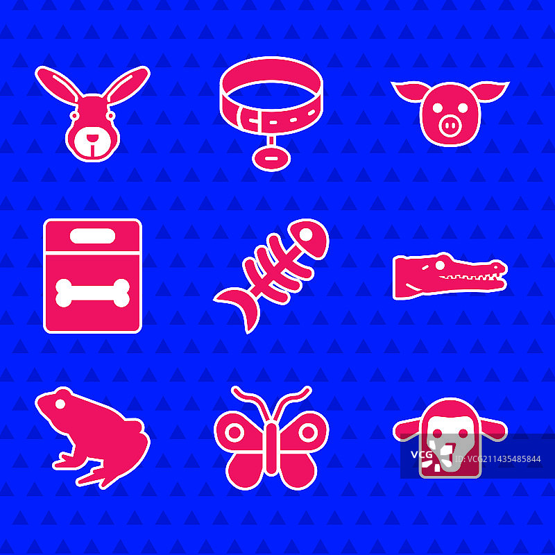 鱼骨蝴蝶绵羊头组合图片素材