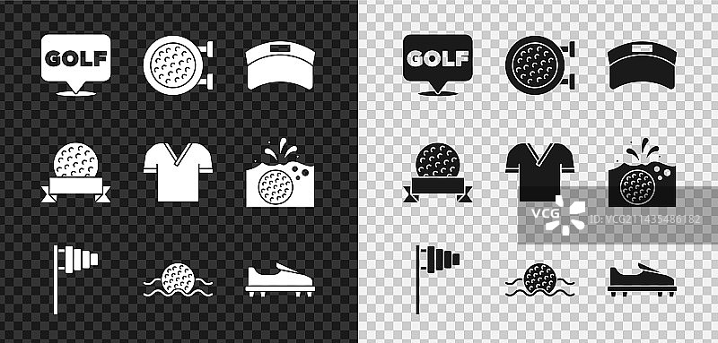 高尔夫标签、运动俱乐部、遮阳帽和旗帜图片素材