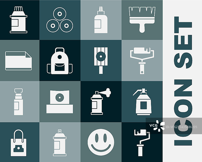 滚筒刷、喷枪、颜料、水粉图片素材