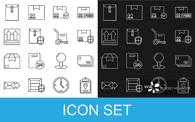 文档线条稿：跟踪标记系统与信封图片素材