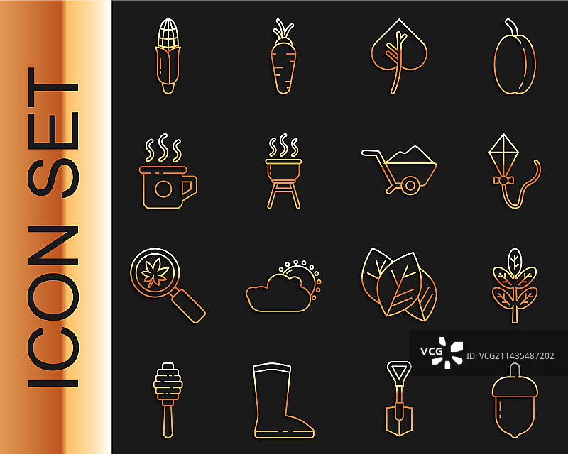 橡果叶子风筝烧烤架场景图片素材