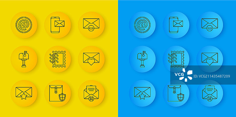 含星星的邮箱信封线条设计图片素材