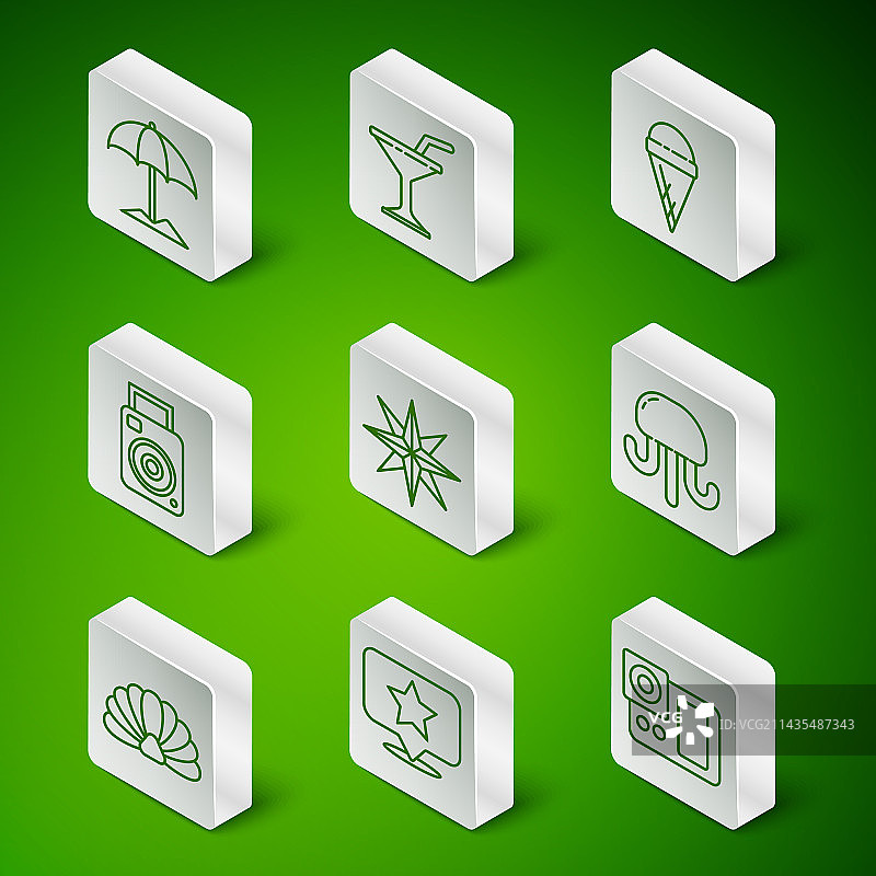 线条照片相机、地图指针、星形太阳图片素材