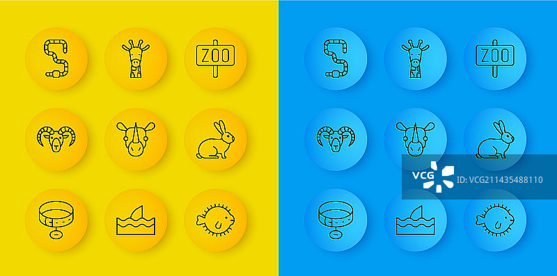 带名牌的项圈、山羊或公羊头组合图片素材