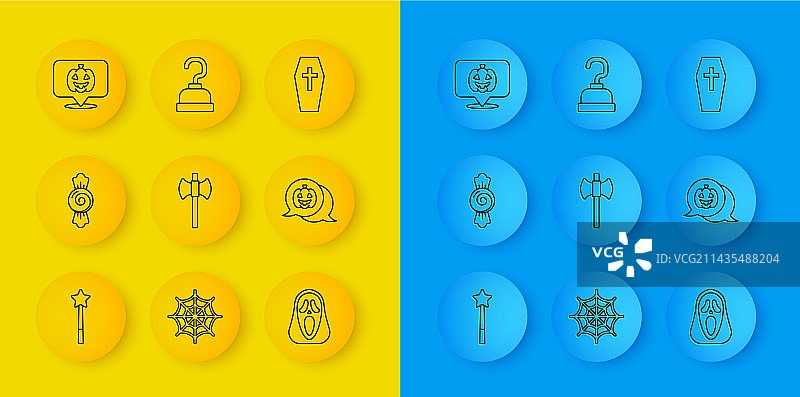 魔法棒糖果木斧线条组合图片素材