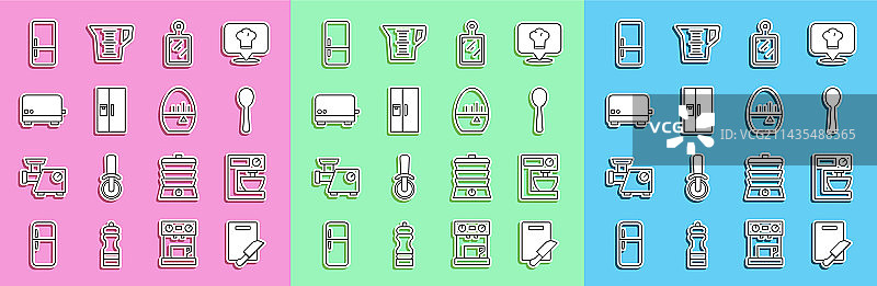 砧板刀具电动搅拌器线条图标合集图片素材