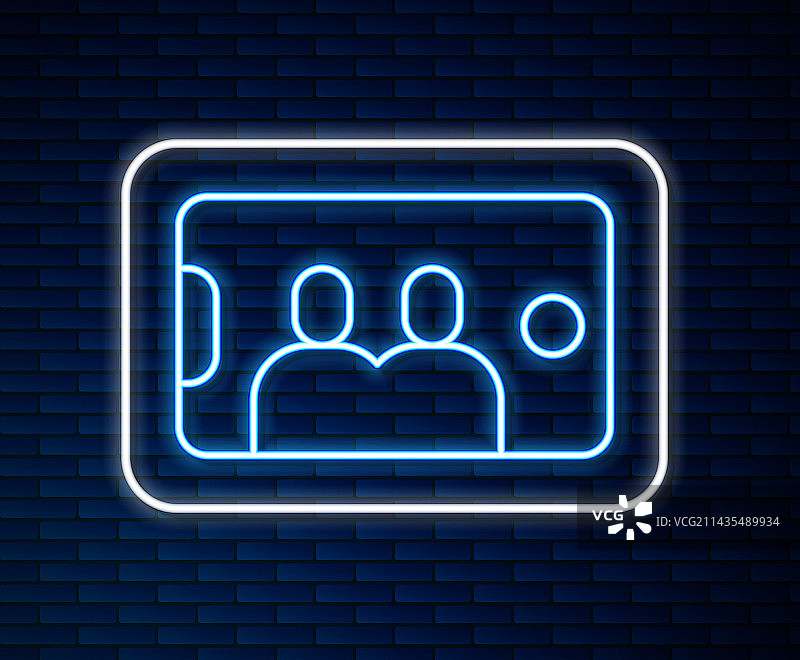 发光的霓虹灯线条手机自拍标志图片素材