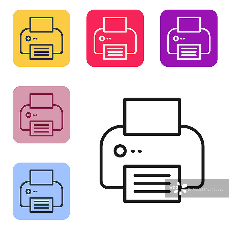 白色背景上的黑色打印机图标图片素材
