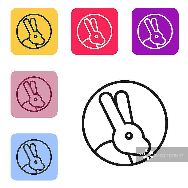 带有兔子图标的黑色线条无动物实验标志图片素材