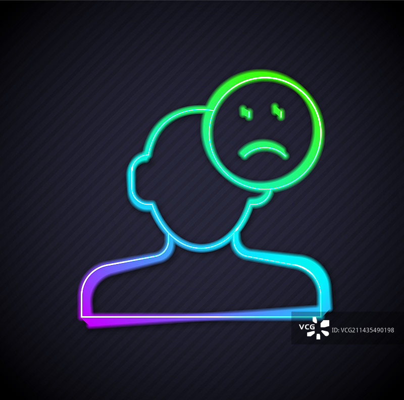 发光的霓虹灯线条悲伤沮丧的男人心情不好图片素材
