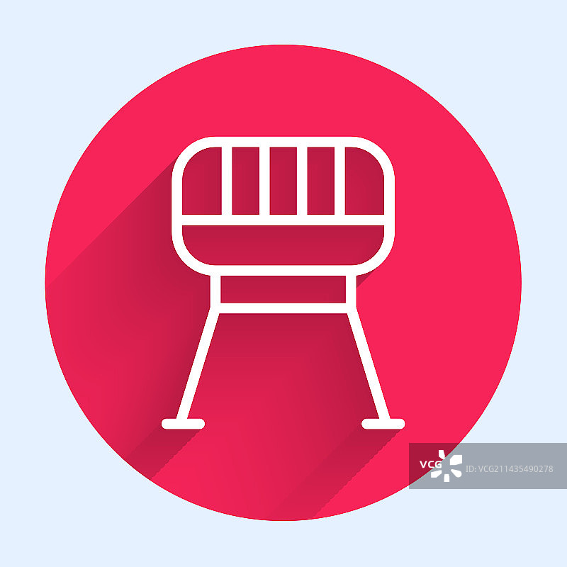 白色线条烧烤架图标，长阴影图片素材