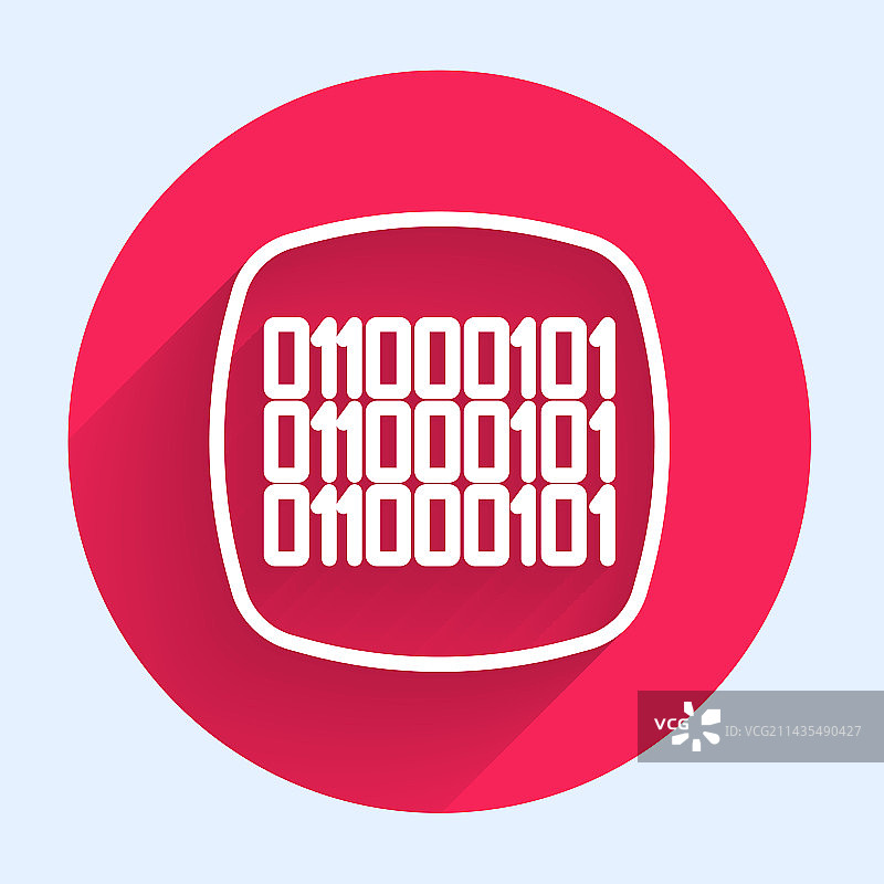 带有长阴影的白色线条二进制代码隔离图标图片素材