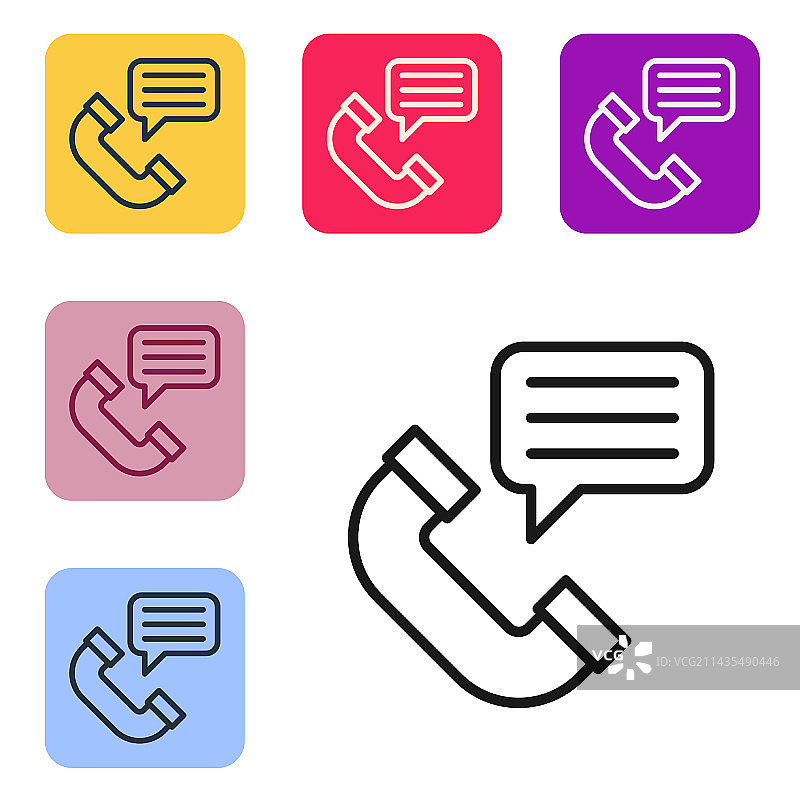 黑色线条电话交谈图标图片素材