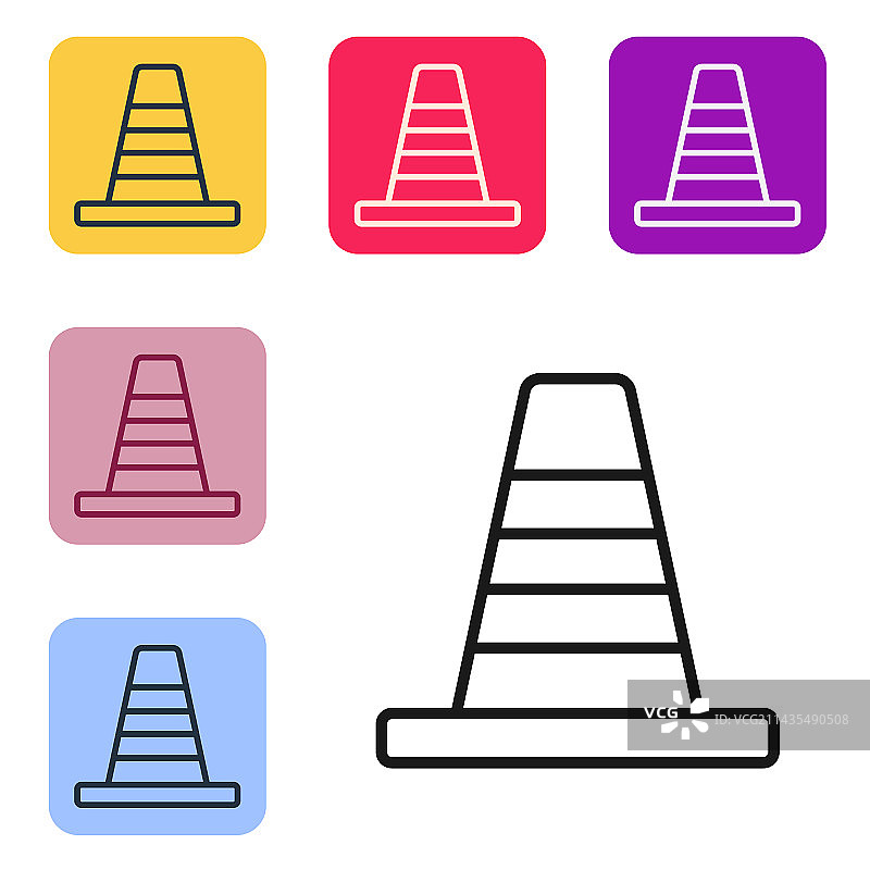 白色背景上的黑色线条交通锥图标图片素材