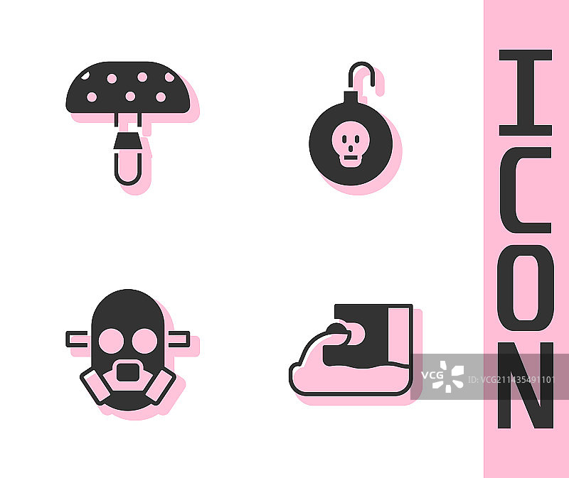 污水蝇伞蘑菇防毒面具套装图片素材