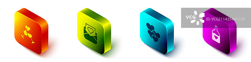 2.5D香槟信封套装图片素材