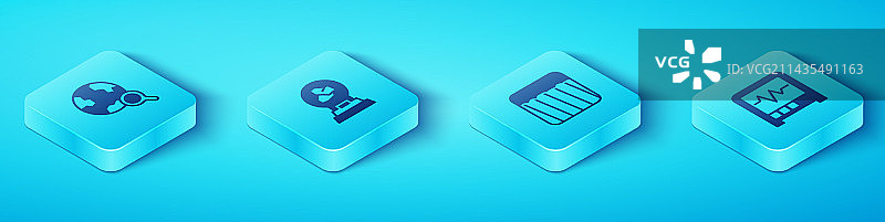 2.5D放大镜与地球仪场景图片素材