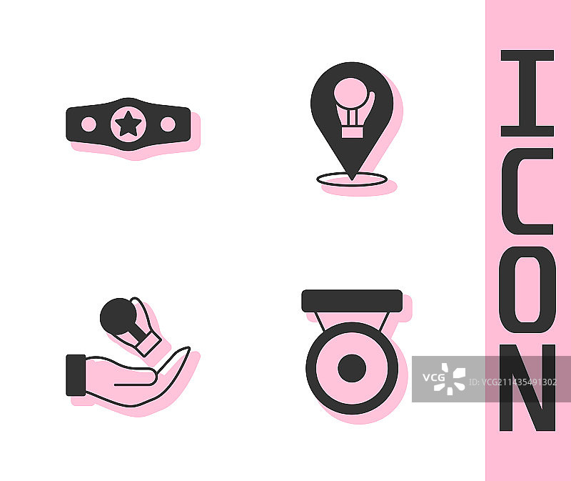 拳击锣、腰带、手套图标图片素材