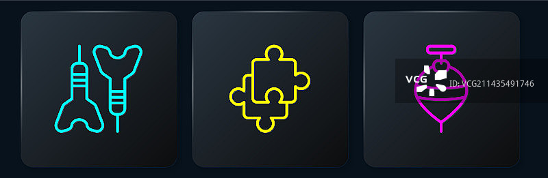 线条图案：飞镖、箭、旋转玩具和拼图图片素材