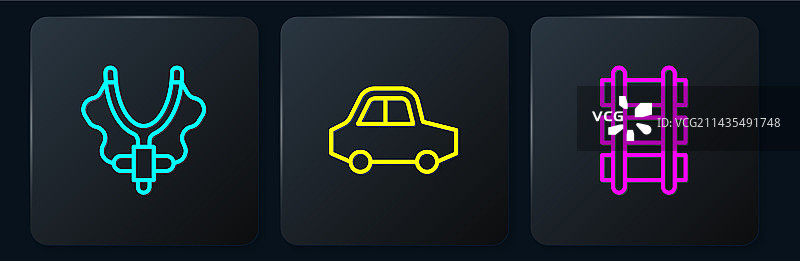 弹弓、玩具铁路和黑色汽车图片素材