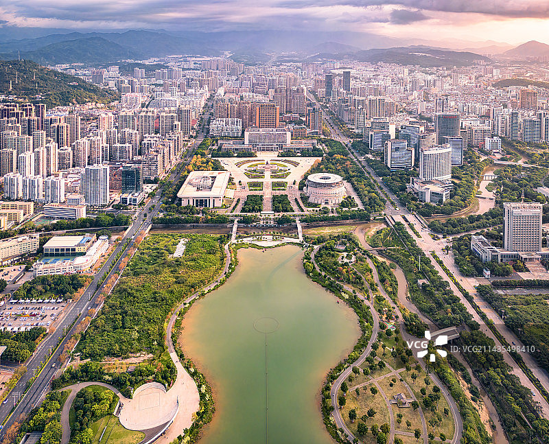 福建省龙岩市新罗区城市航拍图片素材