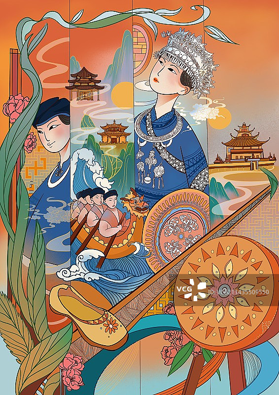 湘西非遗插画图片素材
