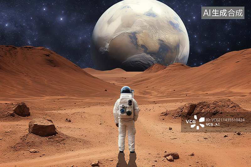 【AI数字艺术】宇航员探索火星图片素材