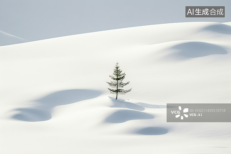 【AI数字艺术】雪地的树图片素材