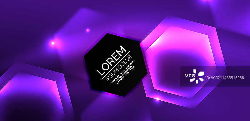 抽象的背景技术，霓虹六边形高科技图片素材