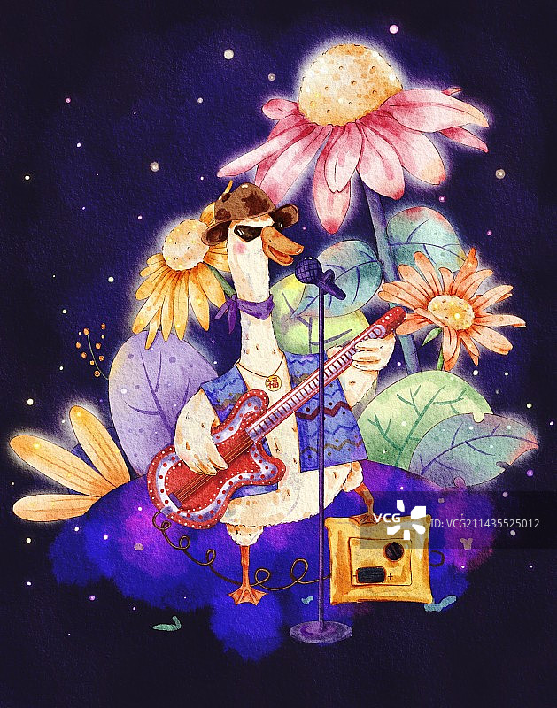 摇滚大鹅夜晚演唱会图片素材