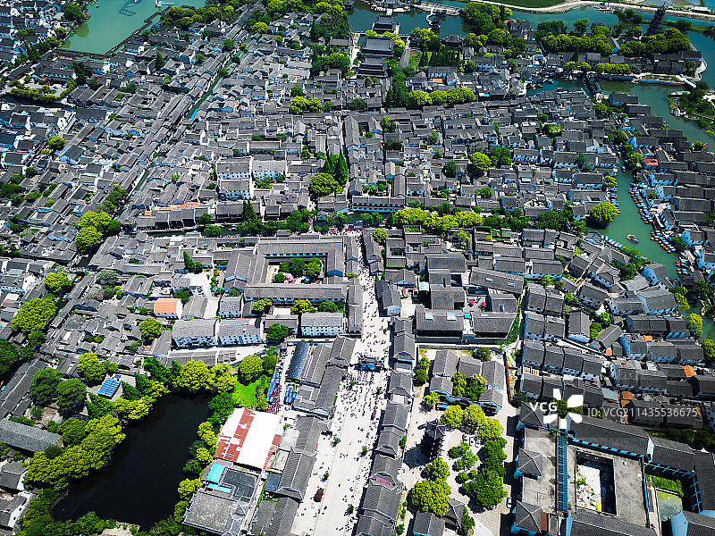 航拍视角下的周庄图片素材