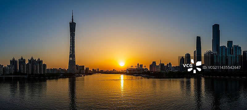 夕日西下海心沙图片素材