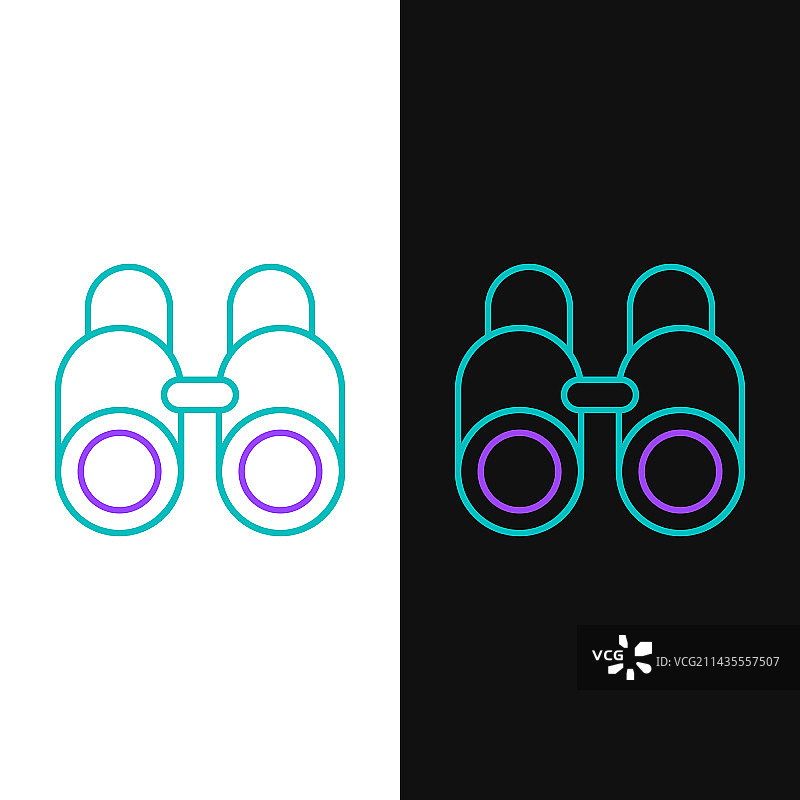 黑白背景上的线条双筒望远镜图标图片素材