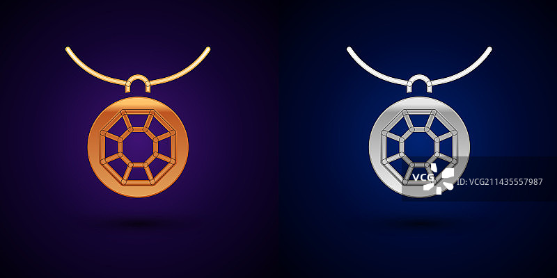 金色和银色项链吊坠图标图片素材