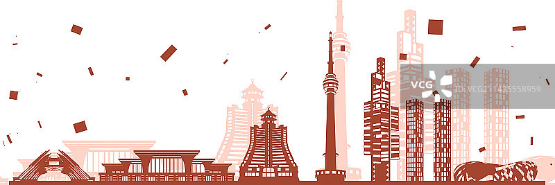 贵阳城市剪影建筑地标插画图片素材