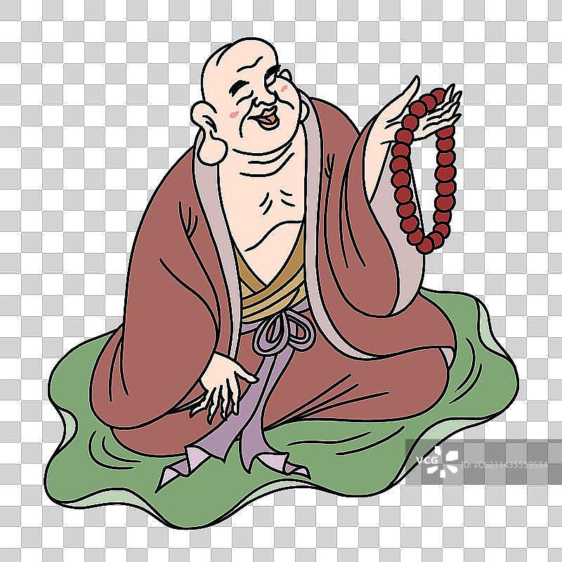 手持佛珠的莲花和尚图片素材