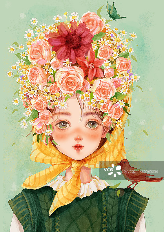 复古风头发女孩图片素材