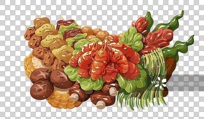 小龙虾烧烤美食插画图片素材