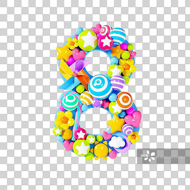 C4D立体数字8元素图片素材